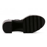 Black Strap Block Chunky Sole High Heels Platforms Sandals Shoes