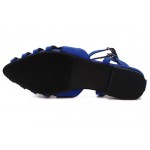 Blue Suede Hollow Out Strappy Point Head Roman Flats Sandals Shoes