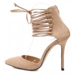 Khaki Suede Pointed Head Gladiator Strappy Stiletto High Heels Shoes