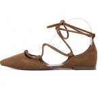 Brown Suede Point Head Strappy Gladiator Ballerina Ballets Flats Shoes