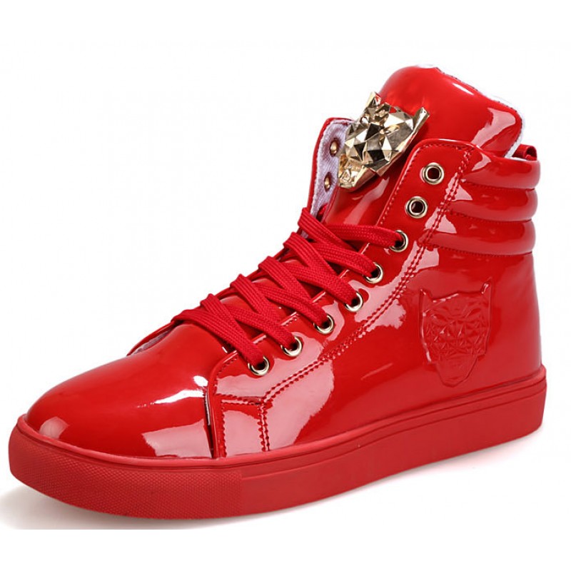 Red Patent Gold Superhero Lace Up High 