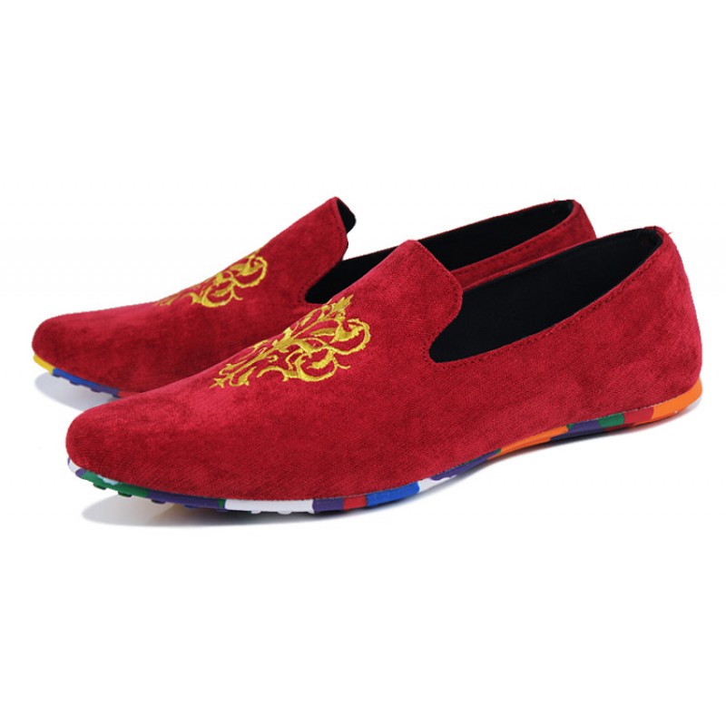red and gold loafers mens