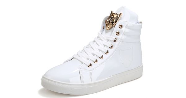 White Patent Gold Superhero Lace Up 