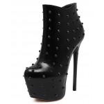 Black Studs Spikes Punk Rock Platforms Ankle Stiletto High Heels Shoes