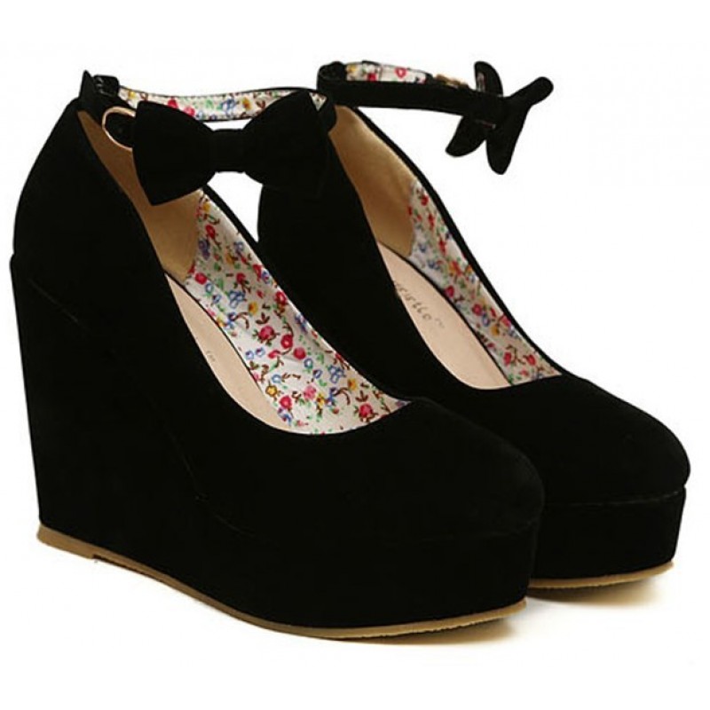 black suede wedge shoes