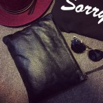 Black Lambskin Punk Rock Gothic Oversized Envelope Clutch Bag Purse