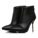 Black Spikes Point Head Stiletto High Heels Ankle Boots Shoes