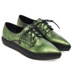 Green Vintage Point Head Lace Up Oxfords Sneakers Shoes