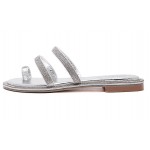 Silver Diamante Crystals Embellished Straps Thumb Fancy Flip Flop Sandals Shoes