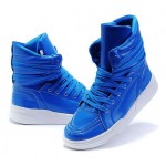 Blue Patent High Top Lace Up Punk Rock Sneakers Mens Shoes
