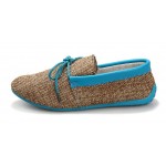 Blue Sole Linen Knitted Mens Casual Flats Loafers Shoes