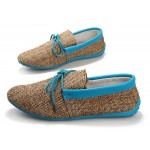 Blue Sole Linen Knitted Mens Casual Flats Loafers Shoes