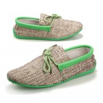 Green Sole Linen Knitted Mens Casual Flats Loafers Shoes