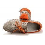 Orange Sole Linen Knitted Mens Casual Flats Loafers Shoes