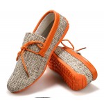 Orange Sole Linen Knitted Mens Casual Flats Loafers Shoes