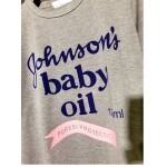 Grey White Pink Johnson's Baby Oil Short Sleeves T Shirt