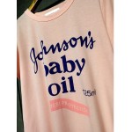 Grey White Pink Johnson's Baby Oil Short Sleeves T Shirt