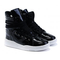 Black Patent High Top Lace Up Punk Rock Sneakers Mens Shoes
