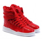 Red Patent High Top Lace Up Punk Rock Sneakers Mens Shoes