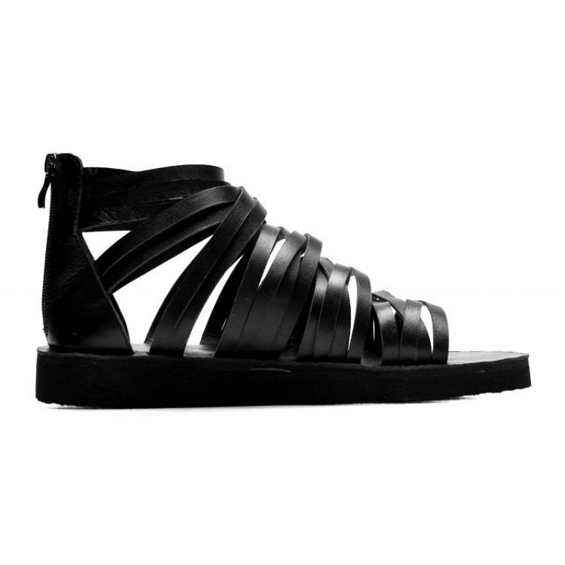 Chunky two-strap sandals - BLACK – Elmario Shoes