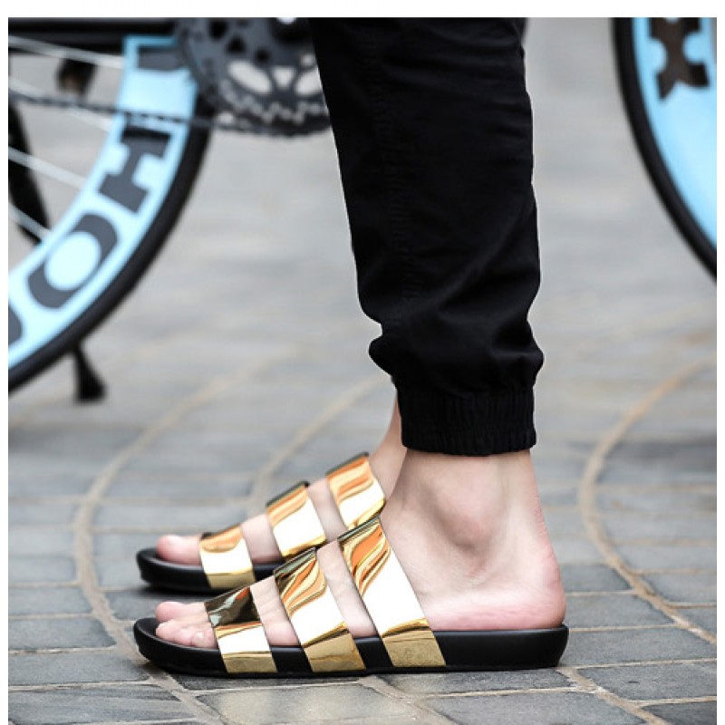 mens gold sandals
