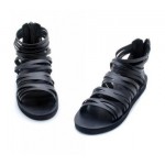 Black Multiple Thin Straps Mens Designer Inspired Gladiator Roman Sandals