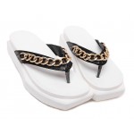 White Black Gold Chain Punk Rock Flip Flop Beach Platforms Sandals Shoes