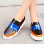 Black Blue Gold Platforms Sole Hidden Wedges Womens Sneakers Loafers Flats Shoes