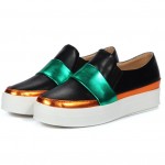 Black Green Gold Platforms Sole Hidden Wedges Womens Sneakers Loafers Flats Shoes