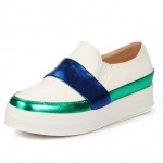 White Blue Platforms Sole Hidden Wedges Womens Sneakers Loafers Flats Shoes
