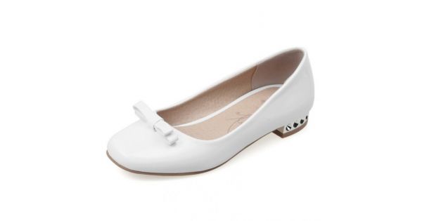 white patent leather flats