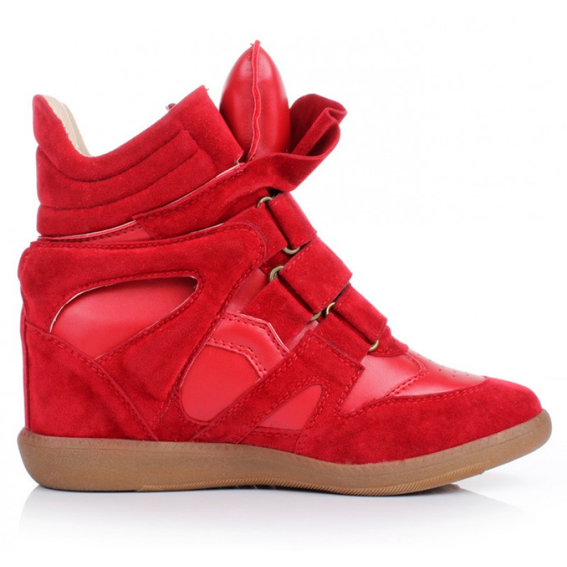 Rylee High Top Sneaker with Velcro Strap Red