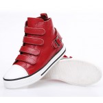 Red Velcro Platforms Sole High Top Womens Sneakers Loafers Flats Shoes