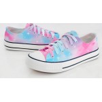 Blue Pink Pastel Color Galaxy Universe Lace Up Sneakers Flats Shoes