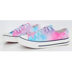 Blue Pink Pastel Color Galaxy Universe Lace Up Sneakers Flats Shoes