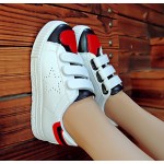 White Blue Red Heart Star Velcro Flats Sneakers Tennis Shoes
