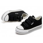 Black Canvas Platforms Velcro Casual Sneakers Flats Loafers Shoes