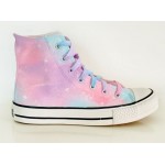 Pink Purple Pastel Color Galaxy Universe High Top Lace Up Sneakers Boots Shoes