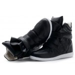 Black White High Top Velcro Tapes Hidden Wedges Sneakers Shoes
