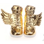 Gold Metallic Shiny Angel Wings Hidden Wedges High Top Womens Sneakers Shoes