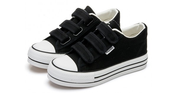 black canvas velcro shoes