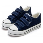 Blue Navy Canvas Platforms Velcro Casual Sneakers Flats Loafers Shoes