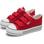 Red Canvas Platforms Velcro Casual Sneakers Flats Loafers Shoes