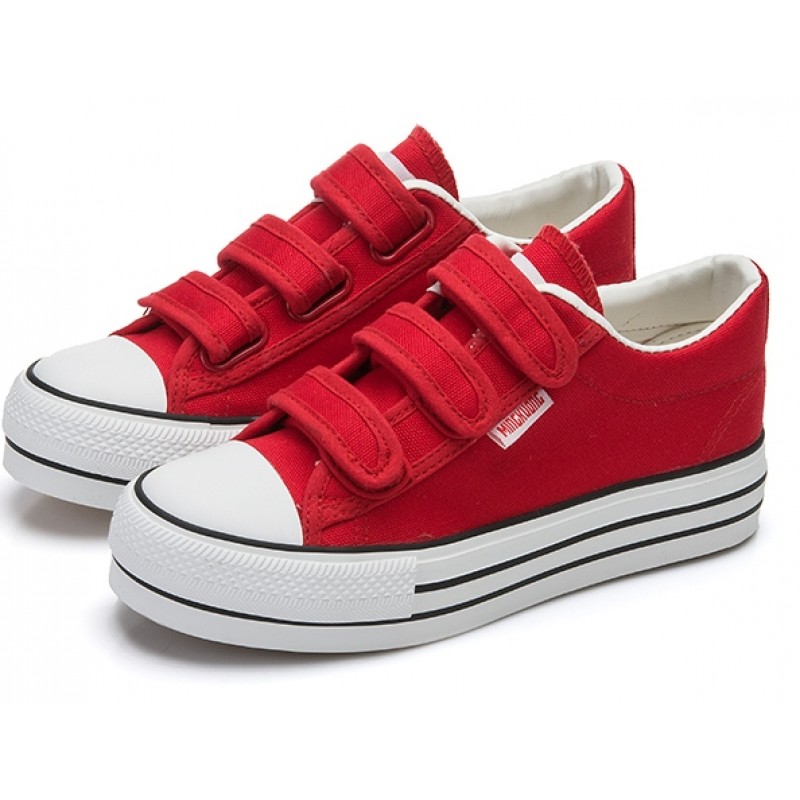 crocodile Eyesight Coin laundry Red Canvas Platforms Velcro Casual Sneakers Flats Loafers Shoes