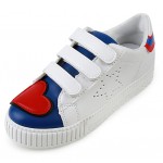 White Blue Red Heart Star Velcro Flats Sneakers Tennis Shoes