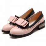 White Black Vintage Pastel Bow Womens Dress Loafers Flats Shoes