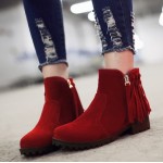 Red Suede Back Fringes Punk Rock Ankle Chelsea Boots Shoes