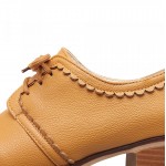 Yellow Vintage Lace Up  High Heels Women Oxfords Shoes