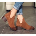 Brown Suede Vintage Grunge Point Head Ankle Chelsea Boots Shoes