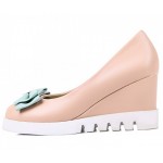 Pink Blue Pastel Bow Point Head Platforms Wedges Ballerina Ballet Flats Shoes